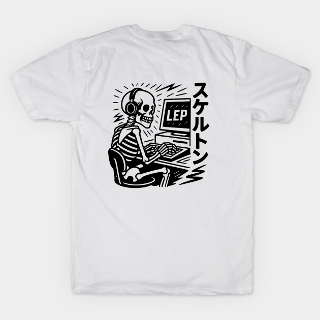 Skeleton with headphones by LEP Merch
